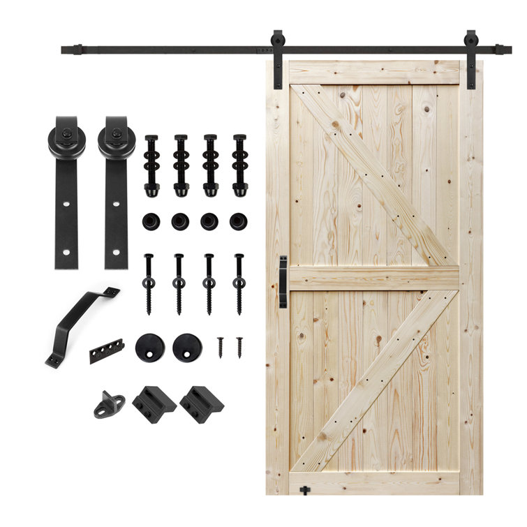 S&Z TOPHAND Paneled Wood Unfinished Barn Door with Installation Hardware Kit & Reviews Wayfair